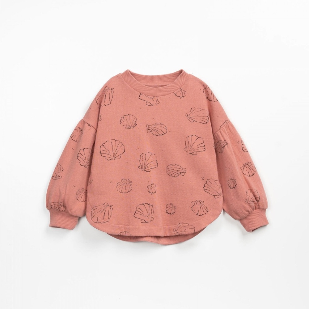 PLAY UP ORGANIC PRINTED FLEECE SWEATSHIRT | PINK SEASHELL